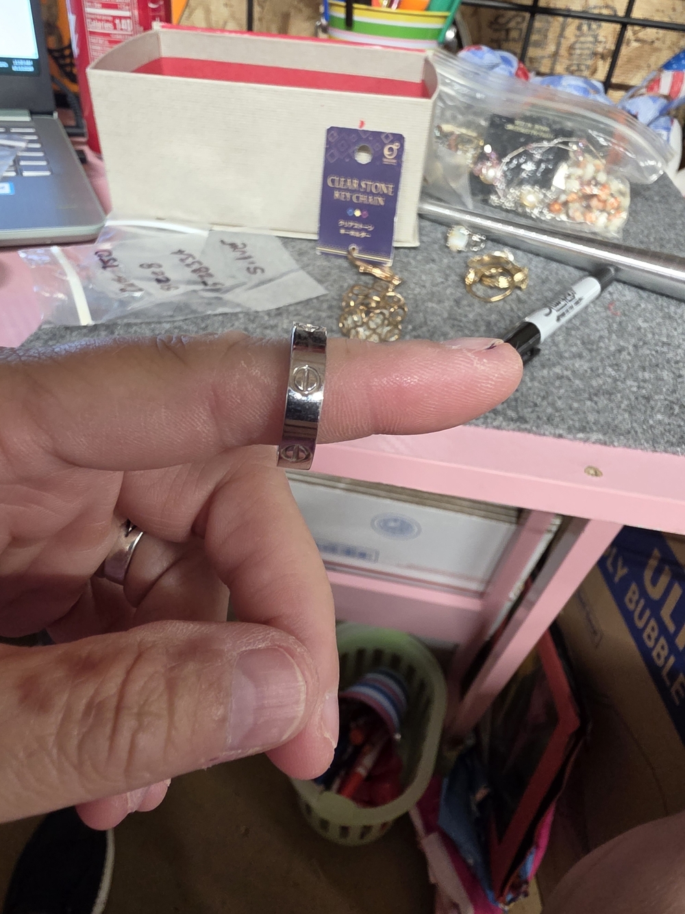 AT-1 Carter's Polished Silver Accent Band Ring